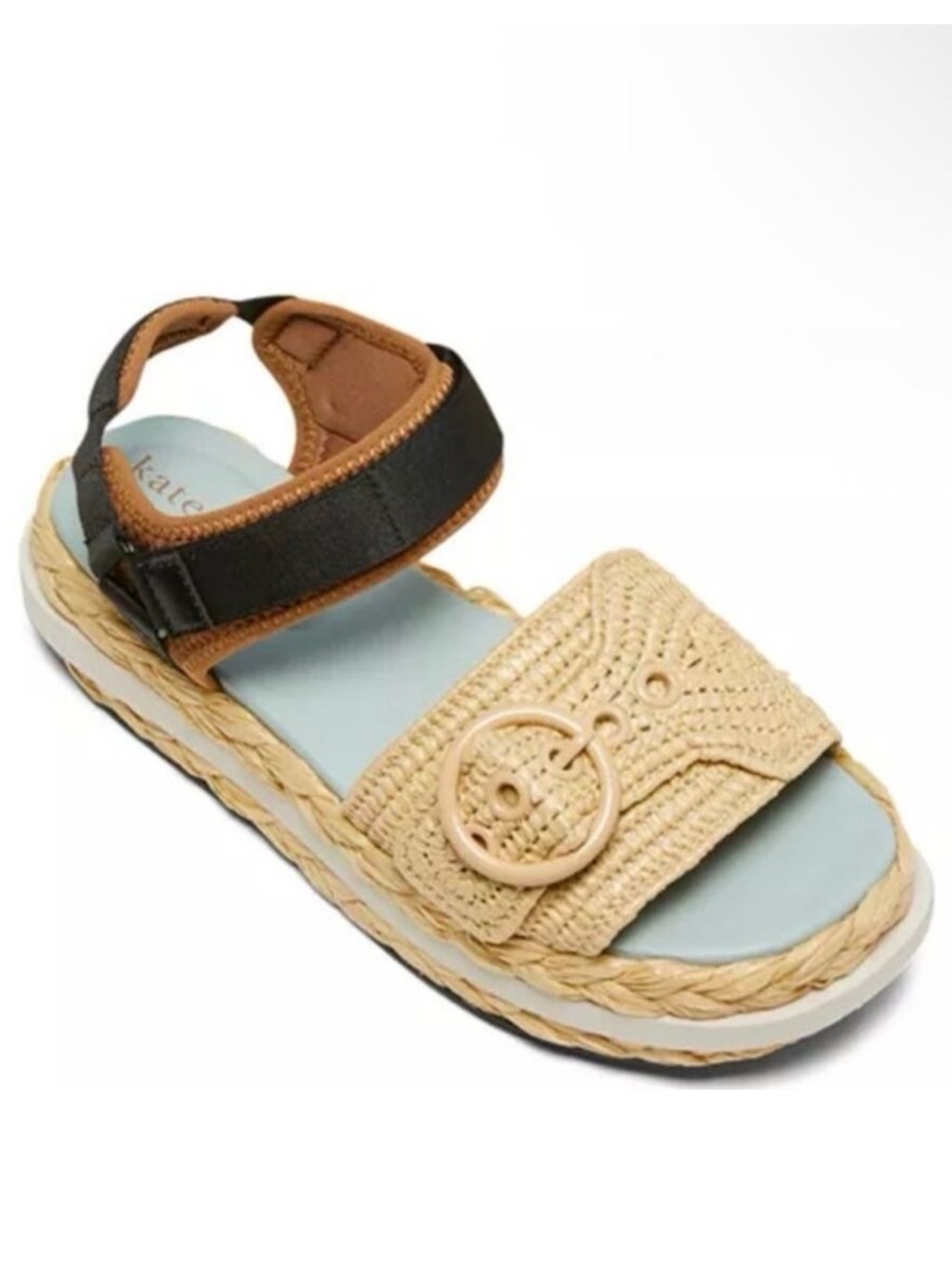 Kate Spade Acapulco Raffia Platform Sandals Warm Gingerbread 8.5 NIB